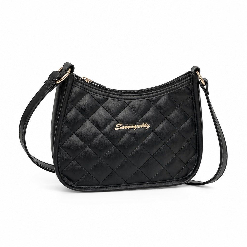 Korean Leather Shoulder Bag — Black