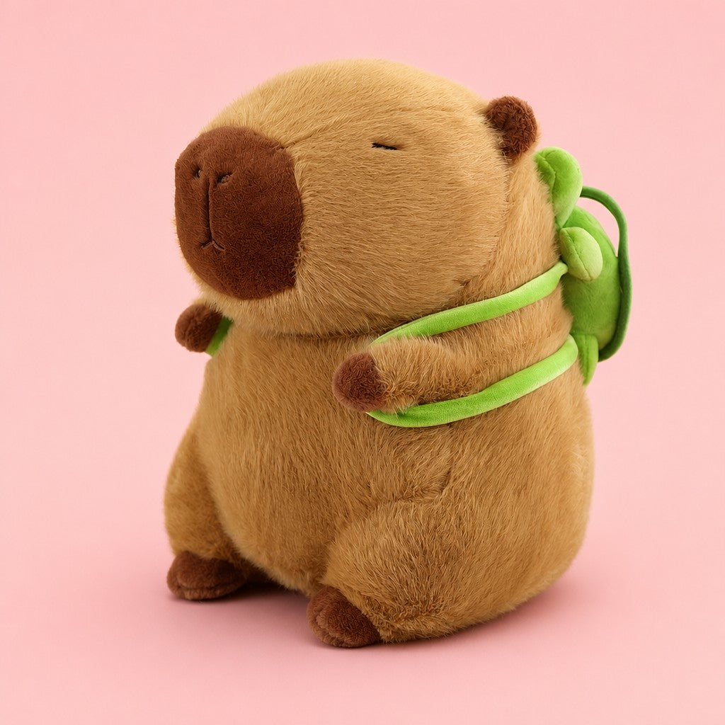 Capybara Turtle Backpack Plush Pillow — blush