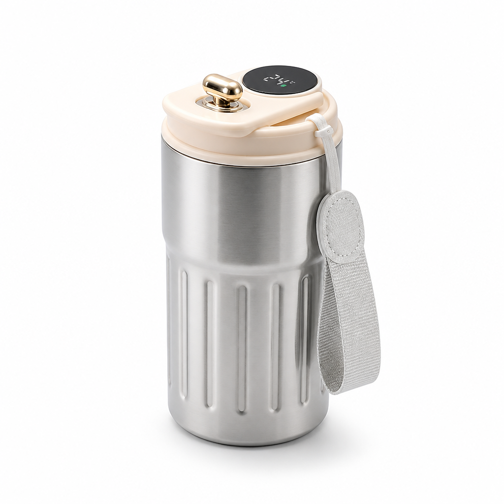 Digital Temperature Coffee Mug — Silver