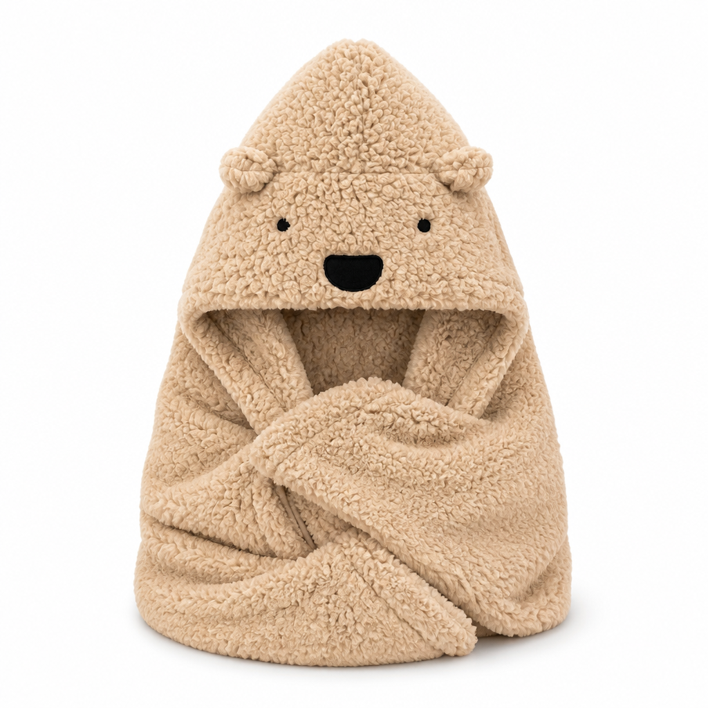 Hooded Blanket — Bear Beige
