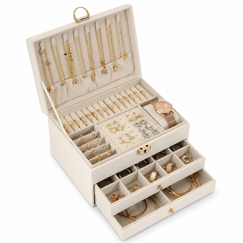 Jewellery Organiser Box — A Tier White