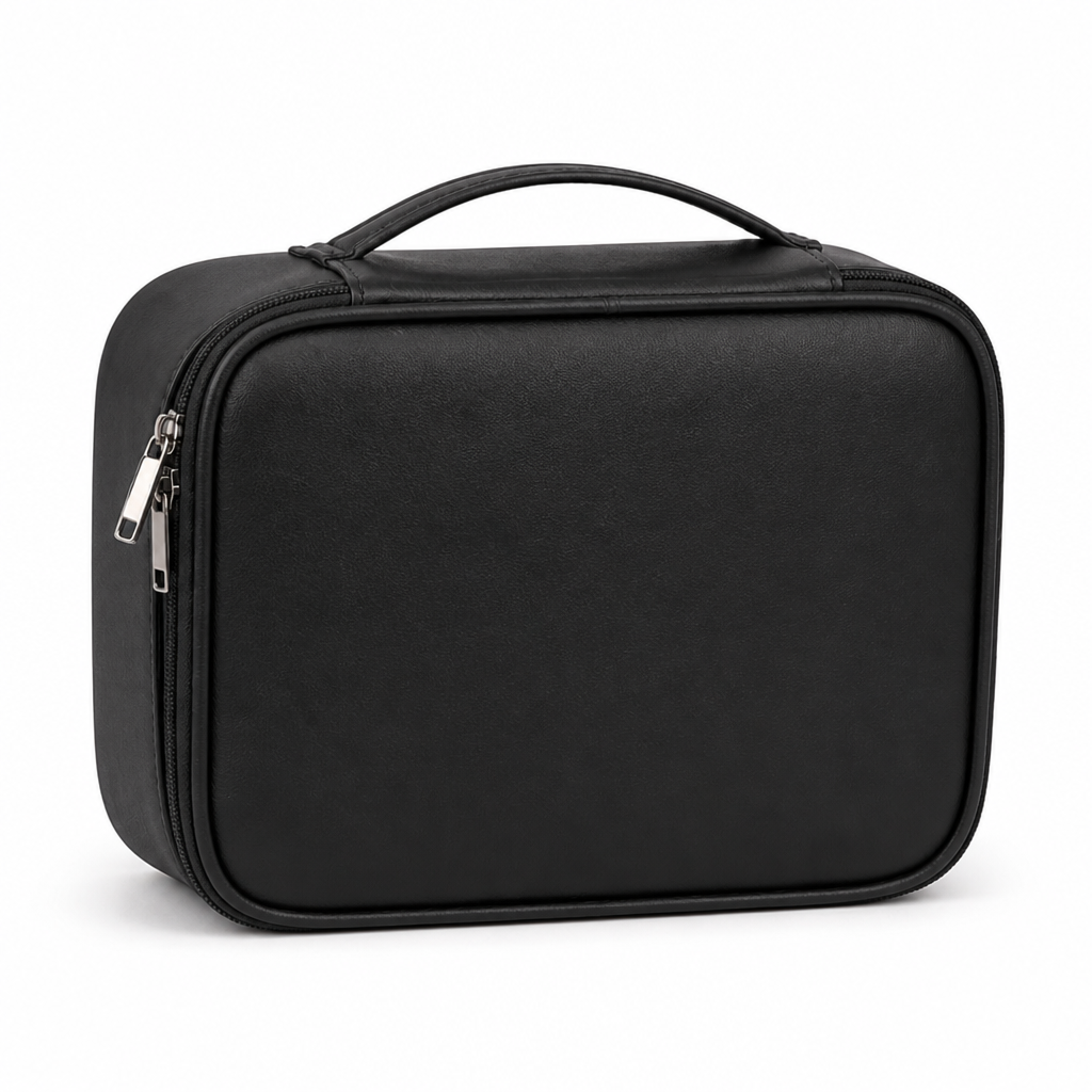 Waterproof Leather Cosmetic Bag — Black