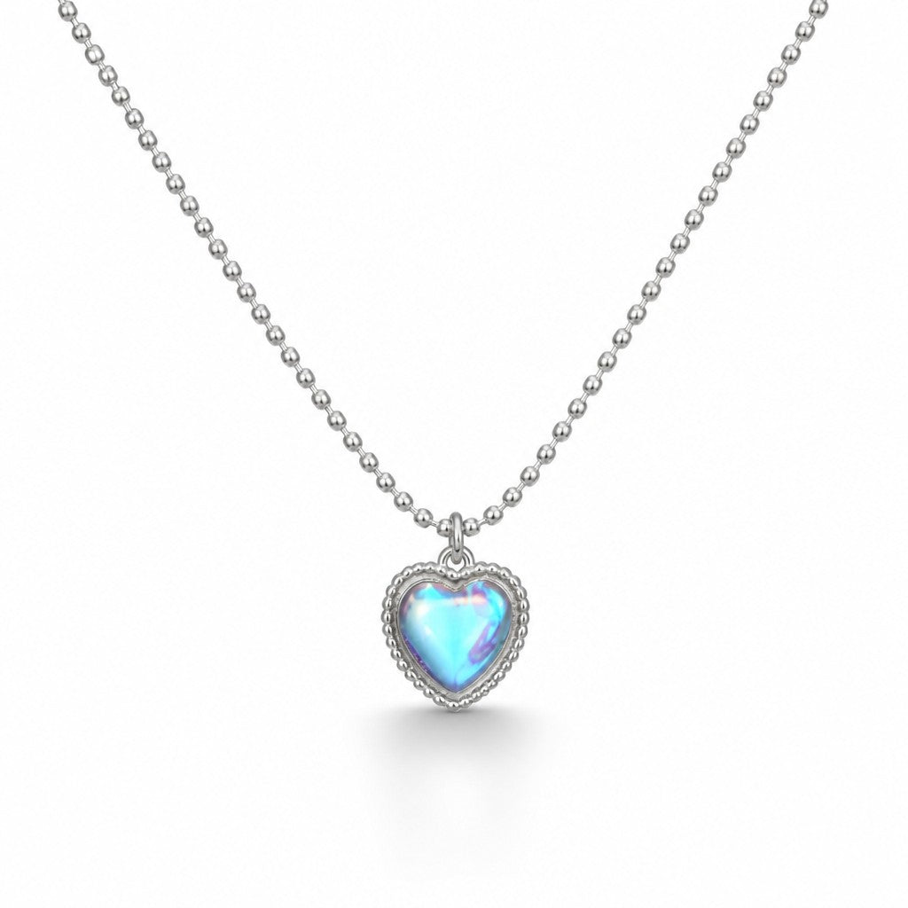 Bright Moonlight Heart Necklace — white