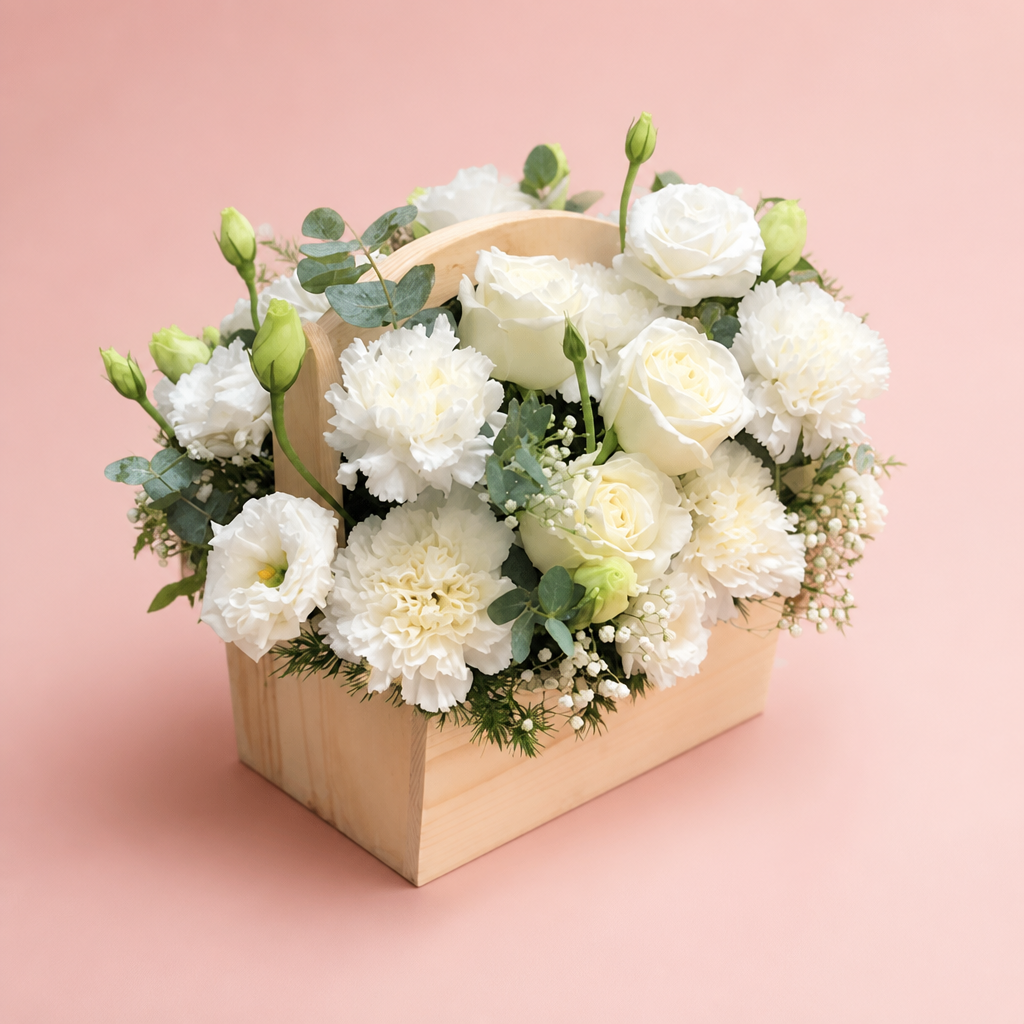 Pure Serenity Basket blush background