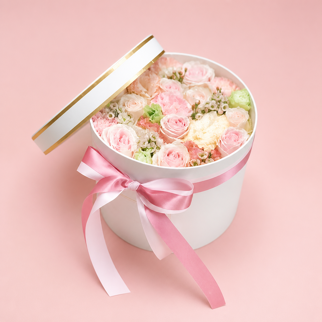 Sweet Bloom Hatbox blush background