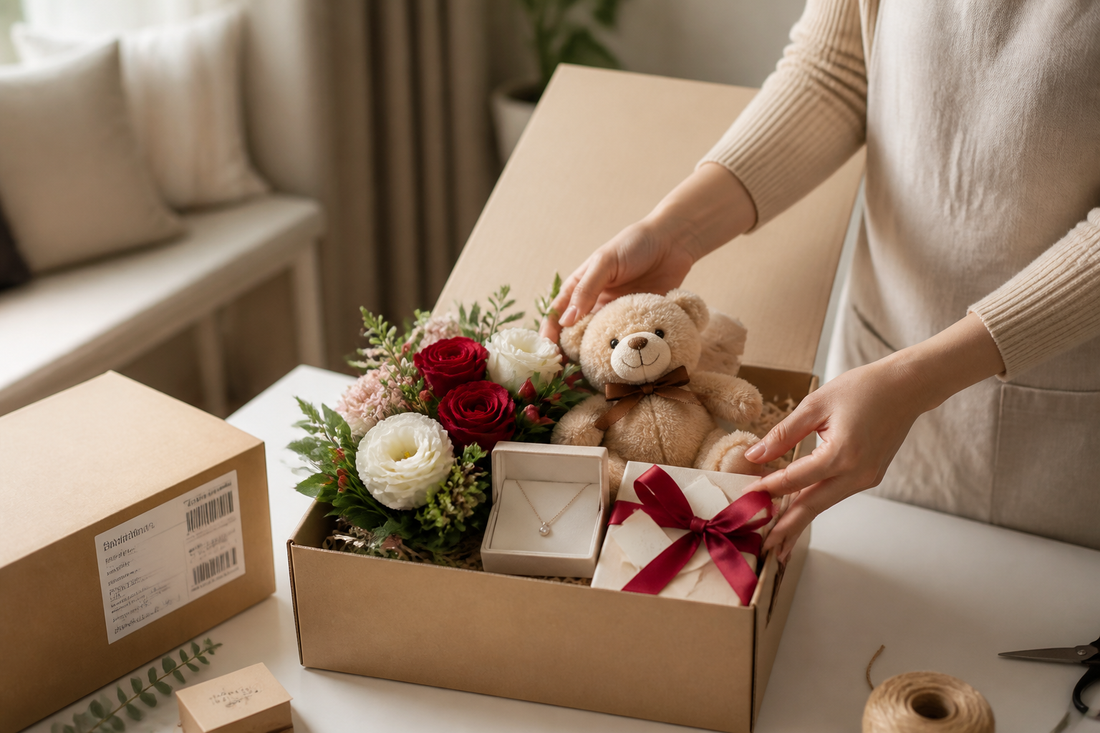 Premium gift hamper being packed for delivery in Thailand