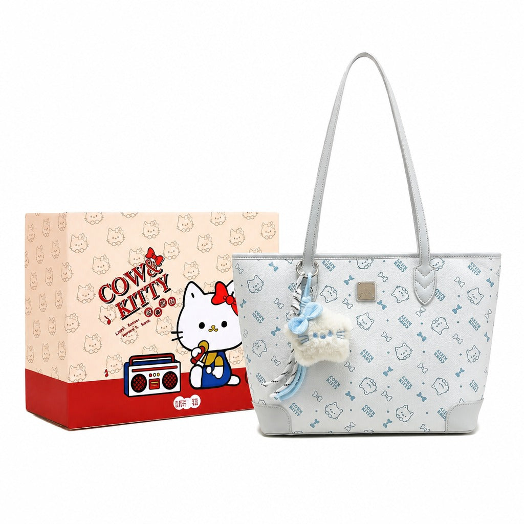 Cow & Kitty Pink Tote Bag — Blue white studio