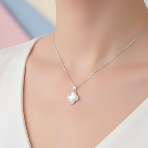 Mother of Pearl Clover Pendant Necklace