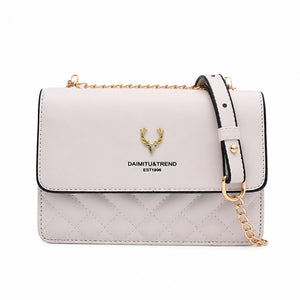 Quilted Crossbody Shoulder Bag with Gold Chain