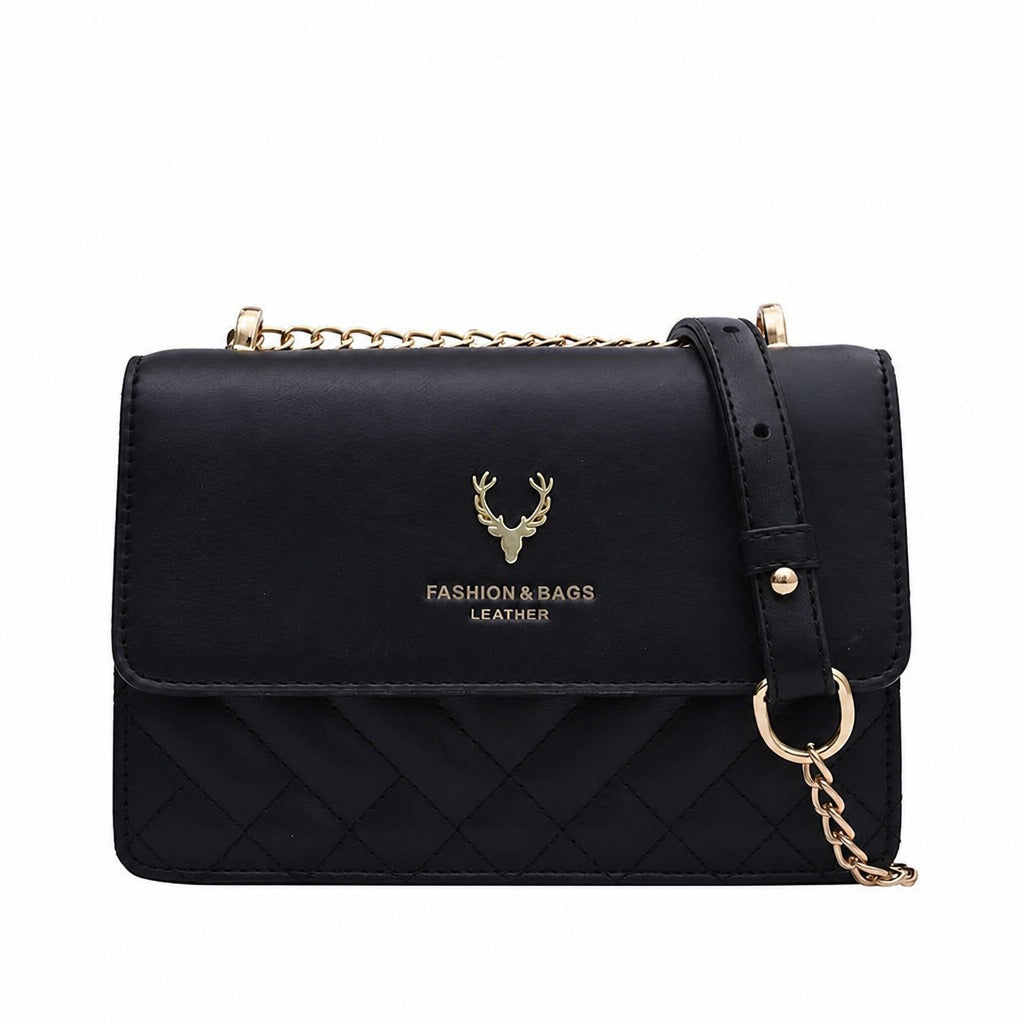 Gold Chain Shoulder Bag — Black studio