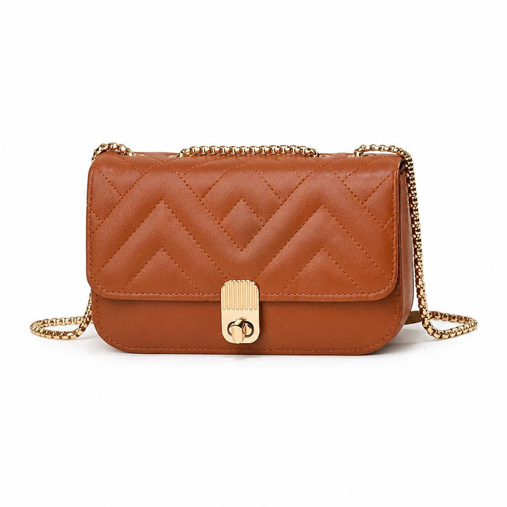 Compact Stylish Crossbody Bag — Brown