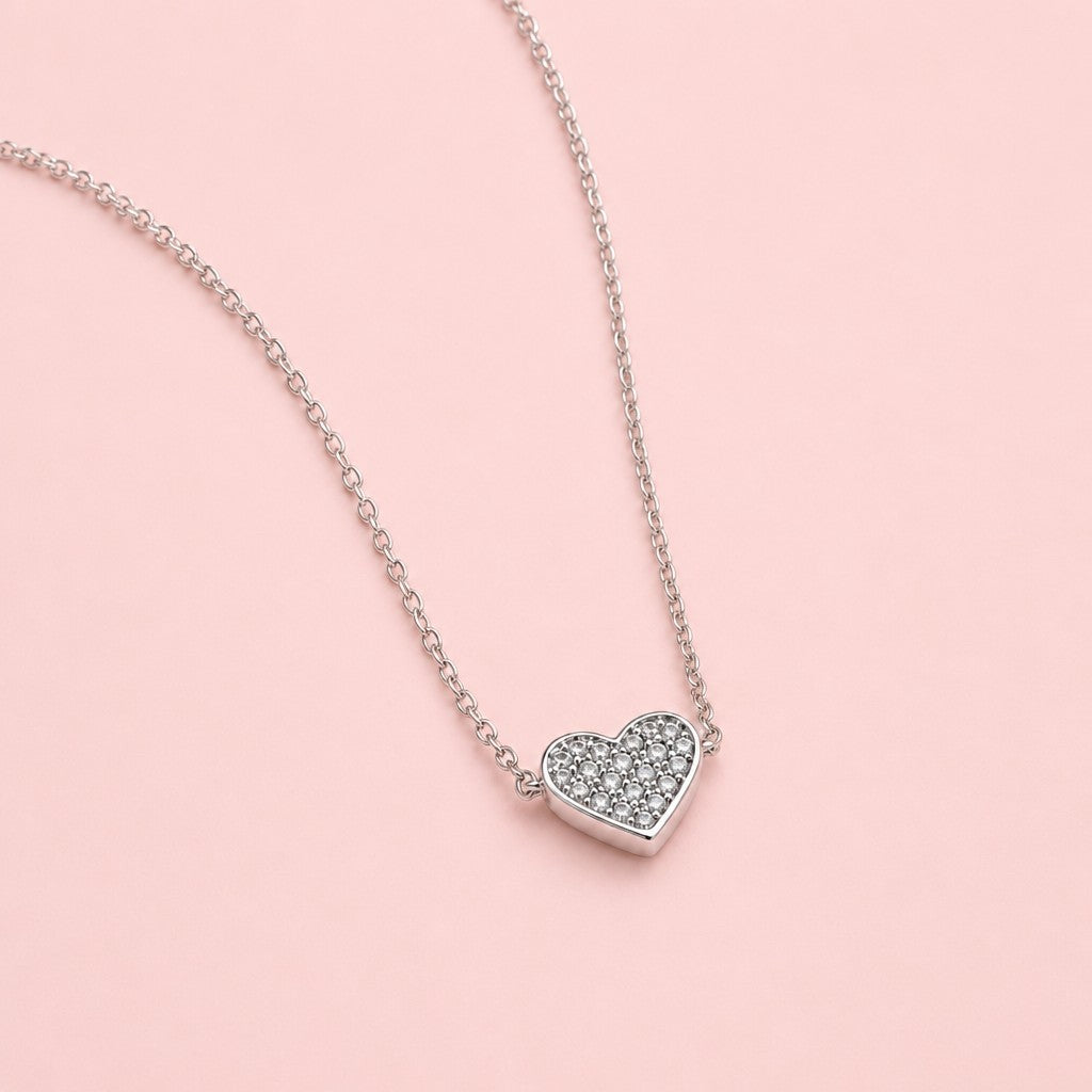 Dancing Crystal Heart Pendant Necklace — blush