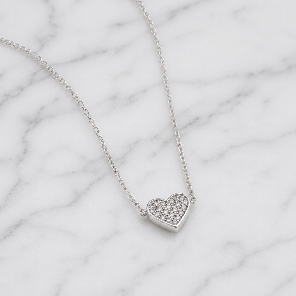 Dancing Crystal Heart Pendant Necklace — marble
