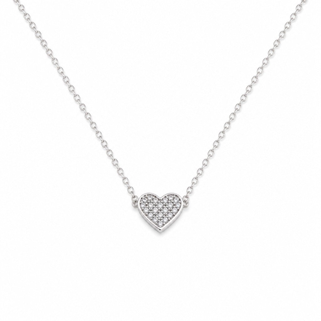 Dancing Crystal Heart Pendant Necklace — white