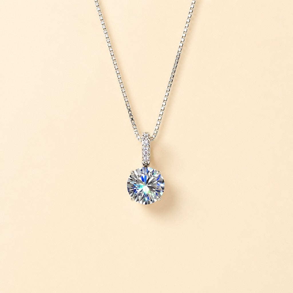 Crystal Pendant Necklace — cream