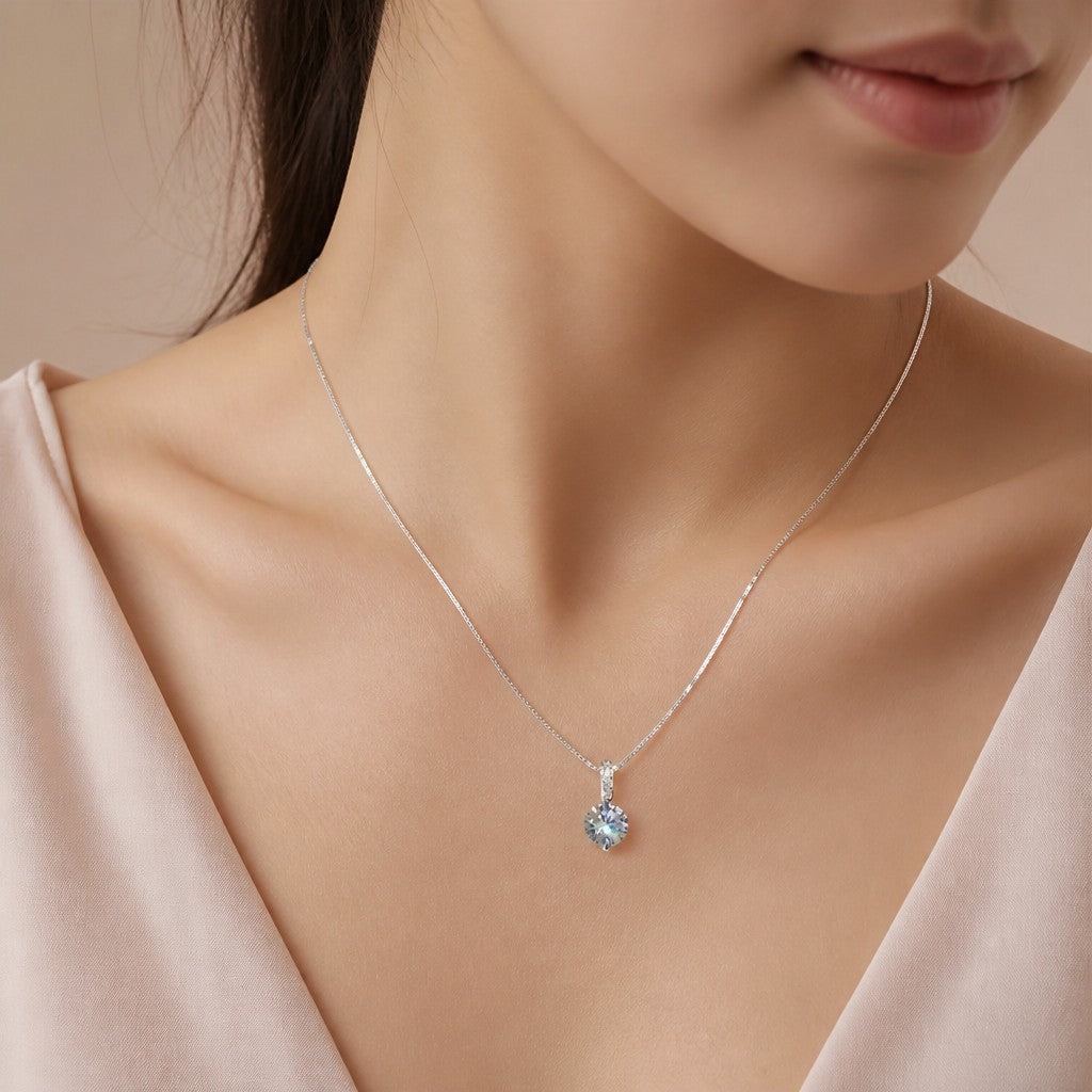 Crystal Pendant Necklace — on model