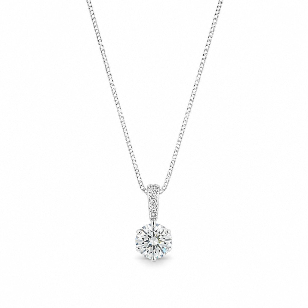 Crystal Pendant Necklace — white