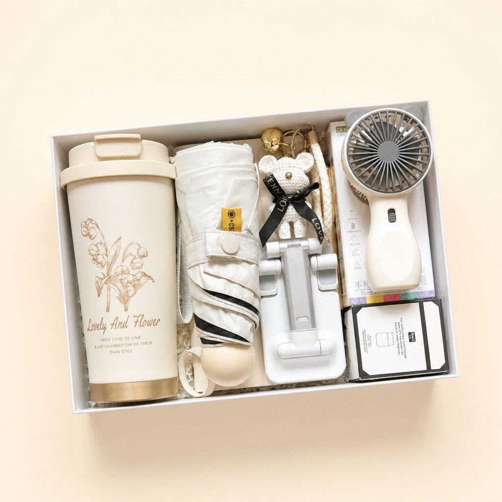 Hamper with Everyday Essentials includes — cream