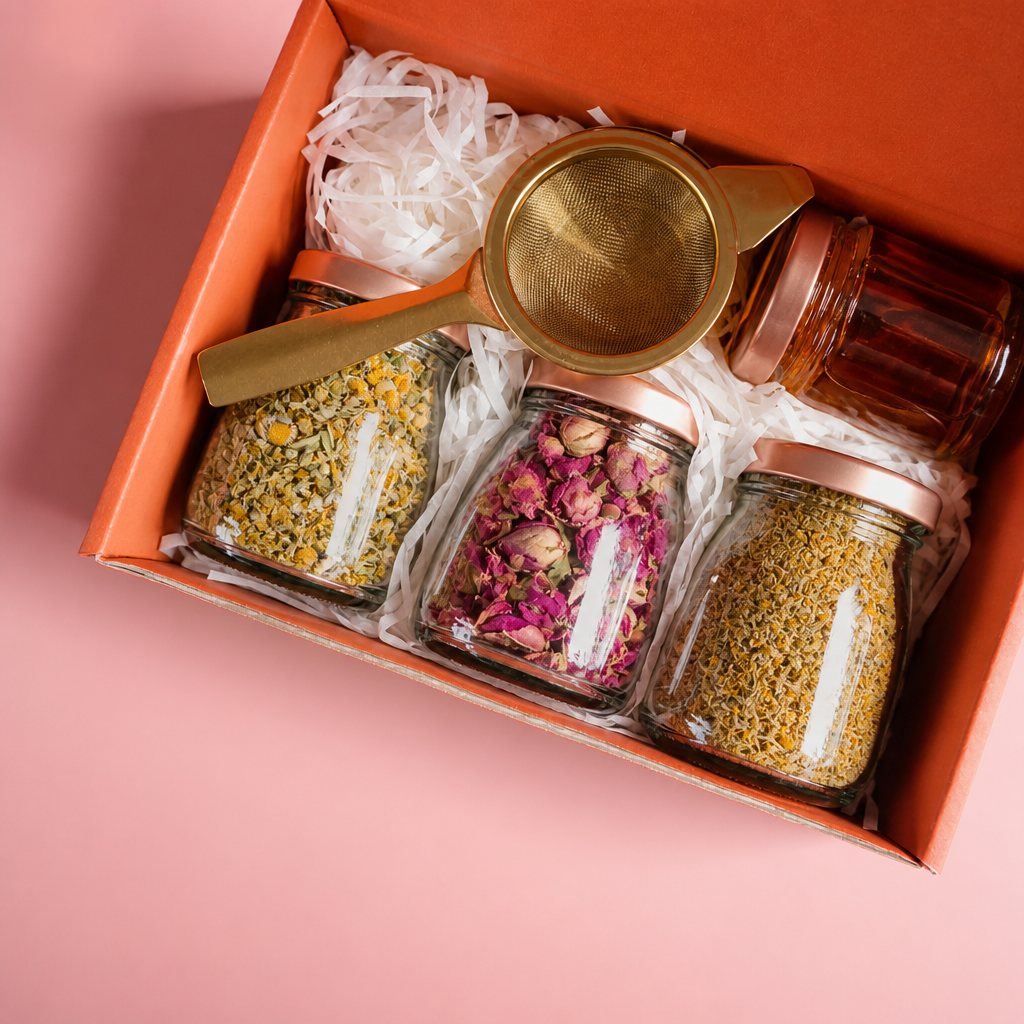 Flower Tea Gift Set — blush background