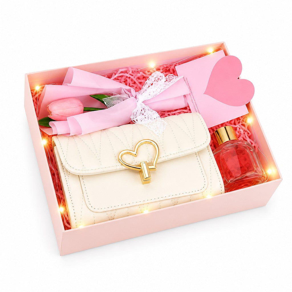 Handbag, Flower & Mini Fan Gift Set — Style 05