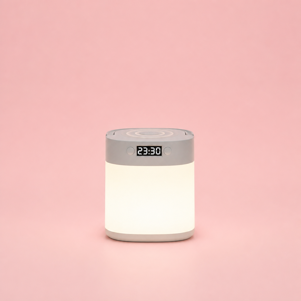 Touch Bedside Lamp with Clock — blush