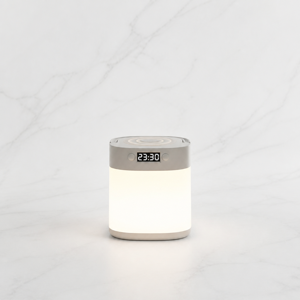 Touch Bedside Lamp with Clock — marble