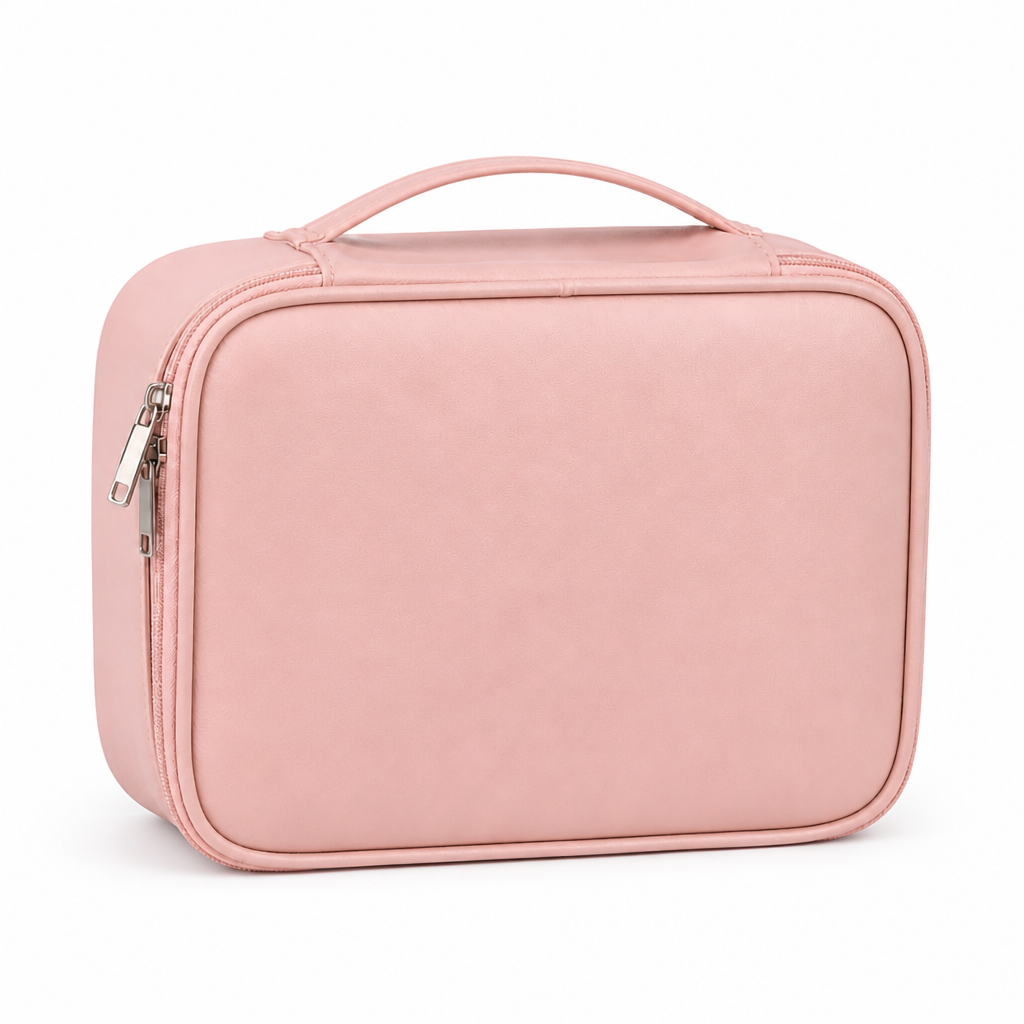 Waterproof Leather Cosmetic Bag — Pink