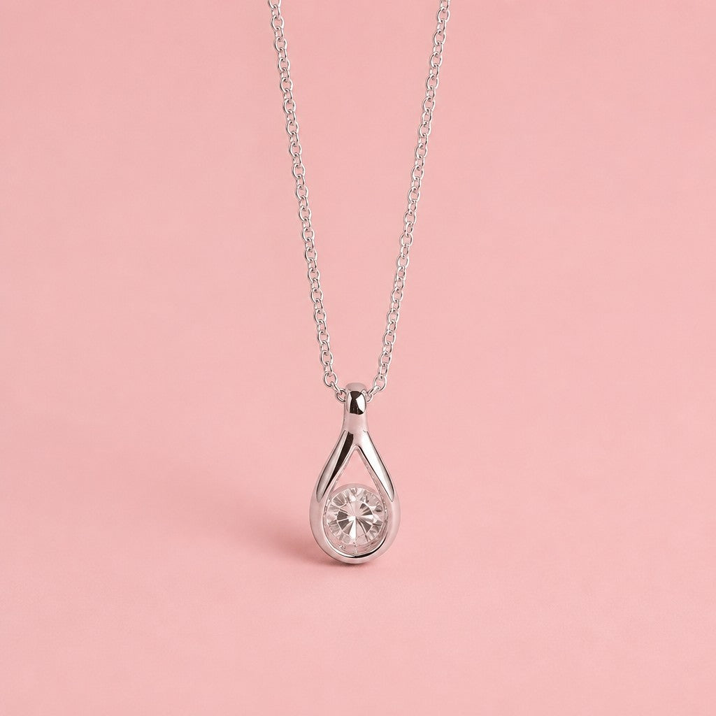 Mermaid Tears Silver Necklace — blush