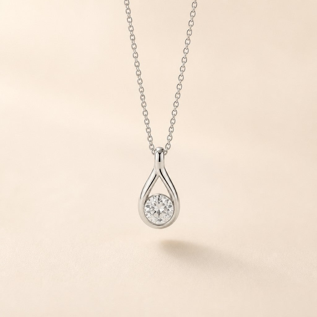 Mermaid Tears Silver Necklace — cream