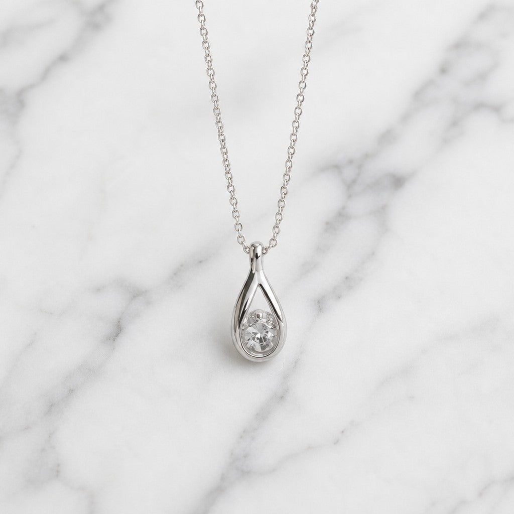 Mermaid Tears Silver Necklace — marble