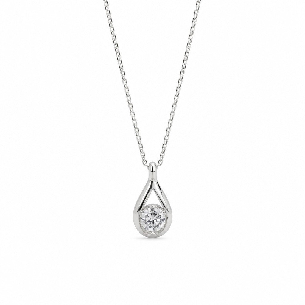 Mermaid Tears Silver Necklace — white