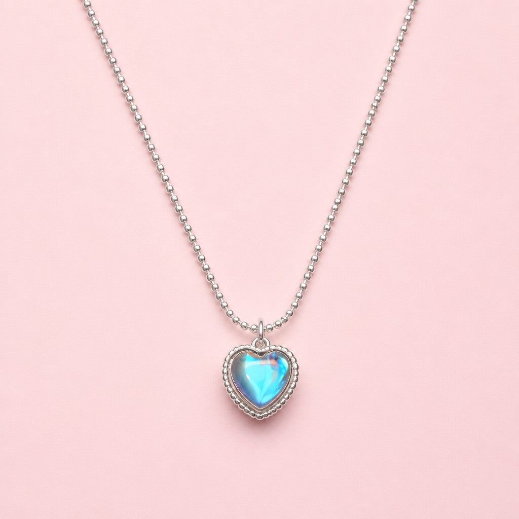 Bright Moonlight Heart Necklace — blush