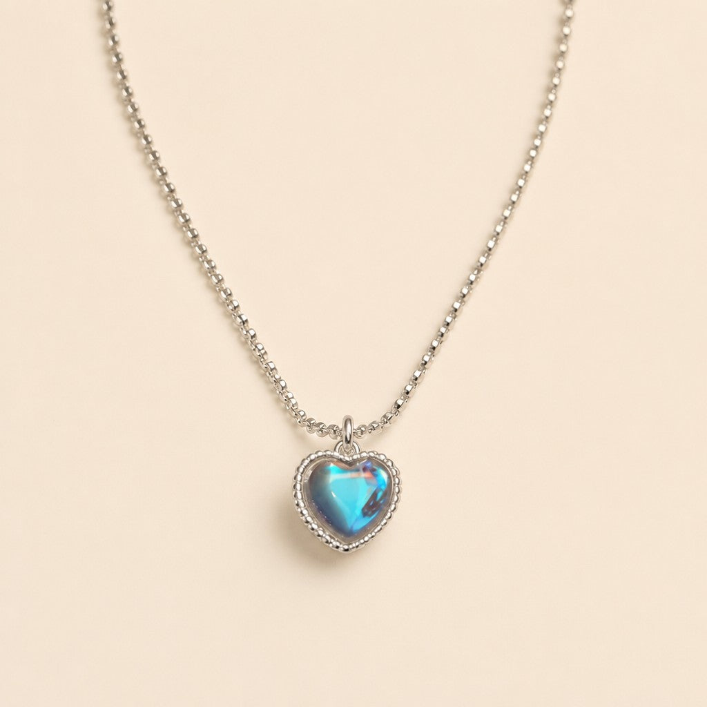 Bright Moonlight Heart Necklace — cream