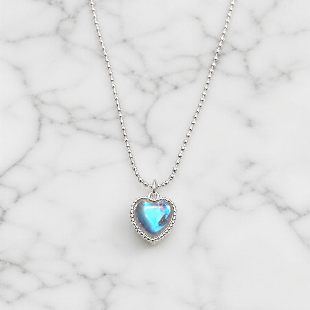Bright Moonlight Heart Necklace — marble