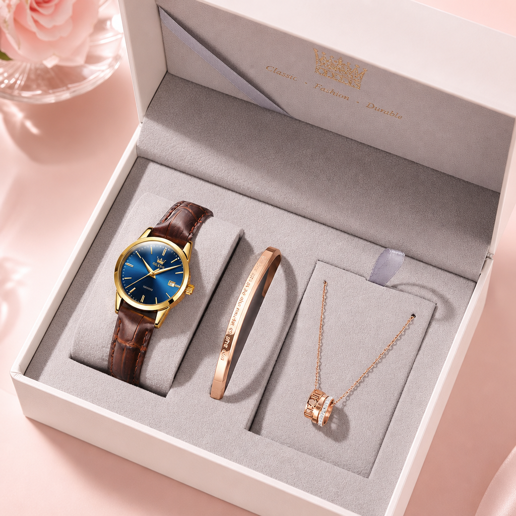 OLEVS Waterproof Women's Watch — blush background