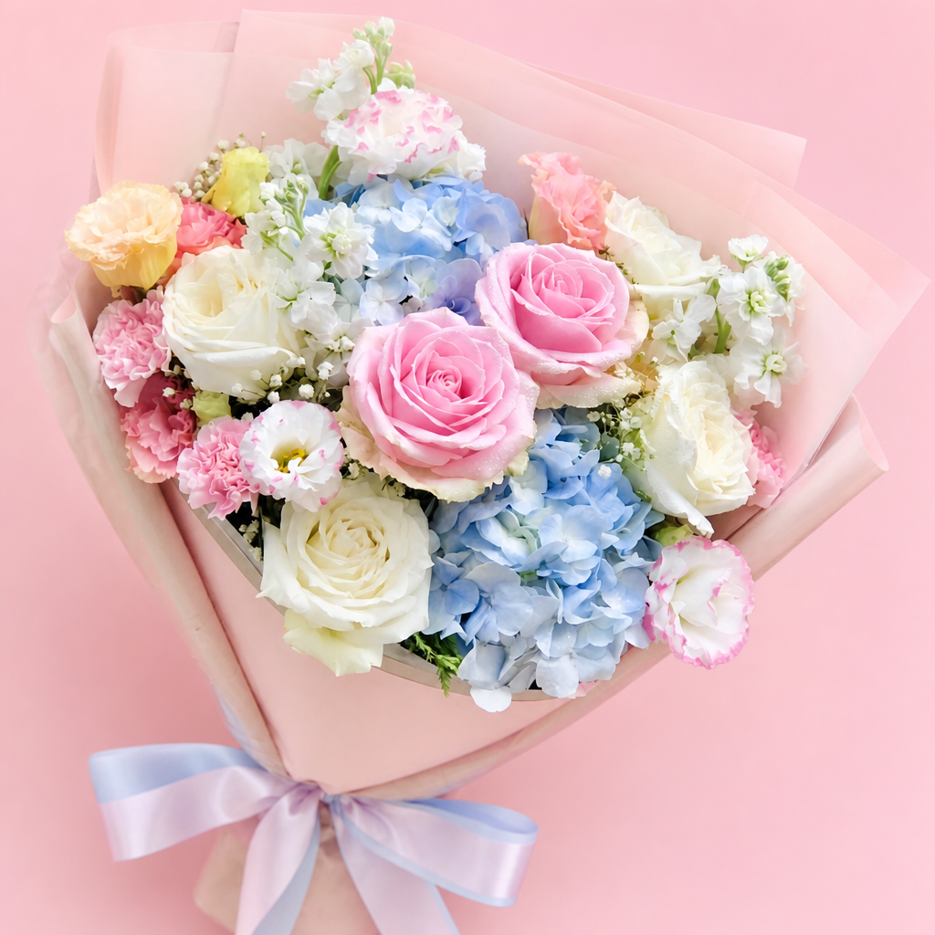 Pastel Dream Bouquet blush background