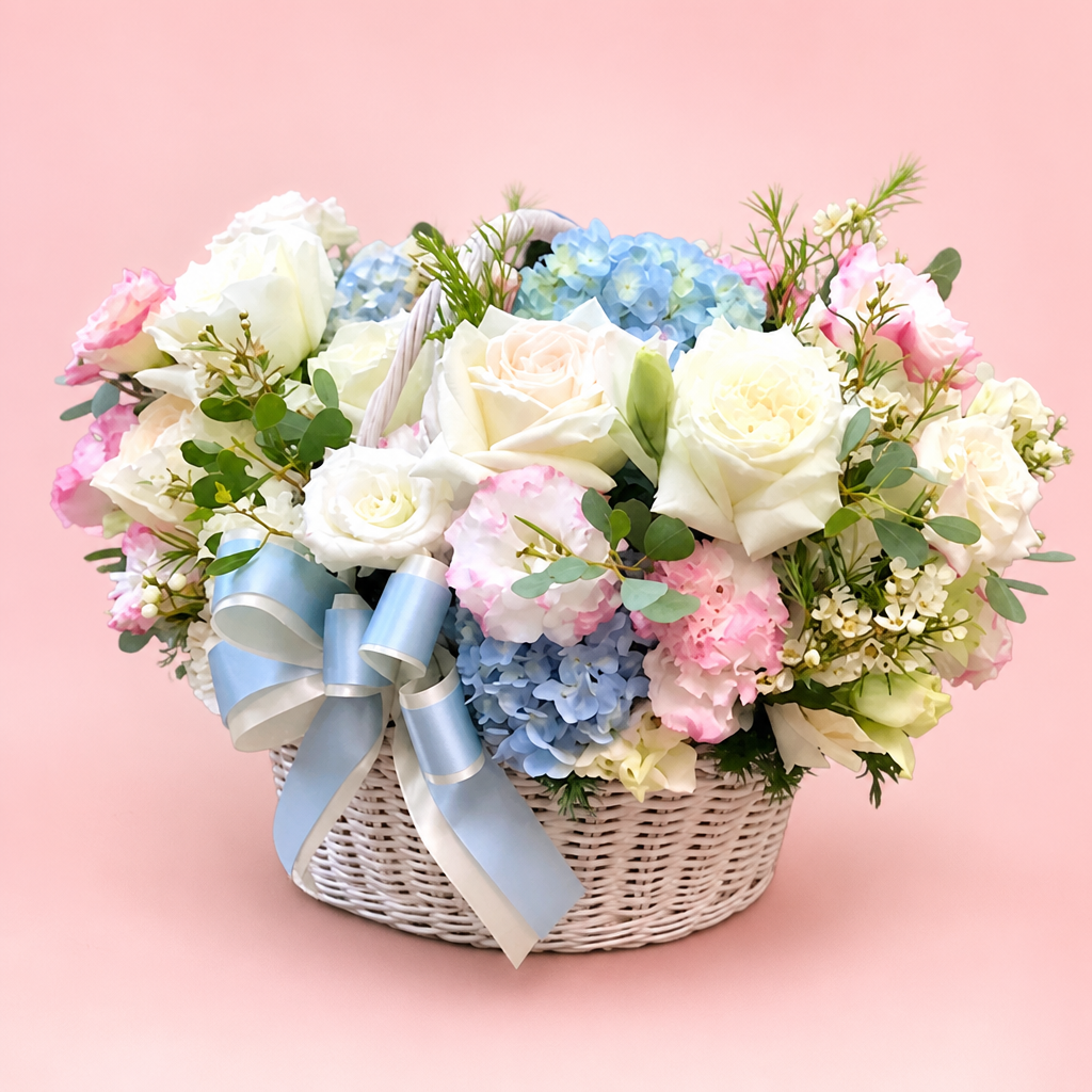 Pastel Sky Basket blush background