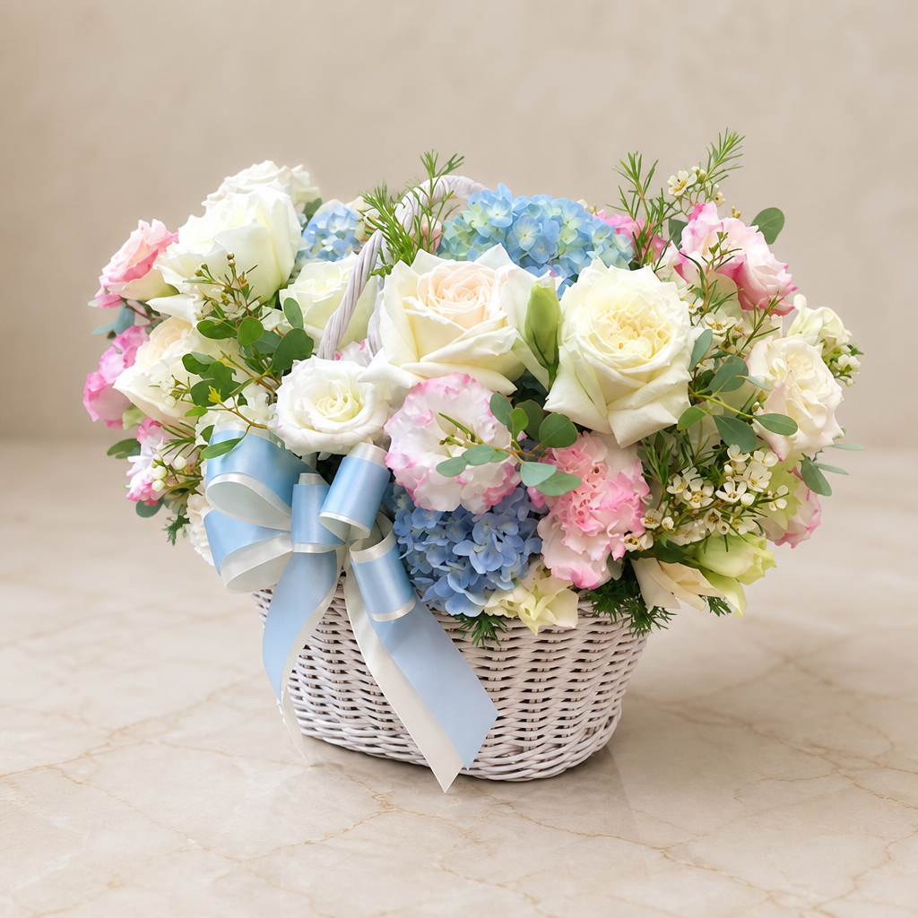 Pastel Sky Basket marble surface