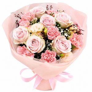 Pink Velvet Charm Rose & Carnation Bouquet