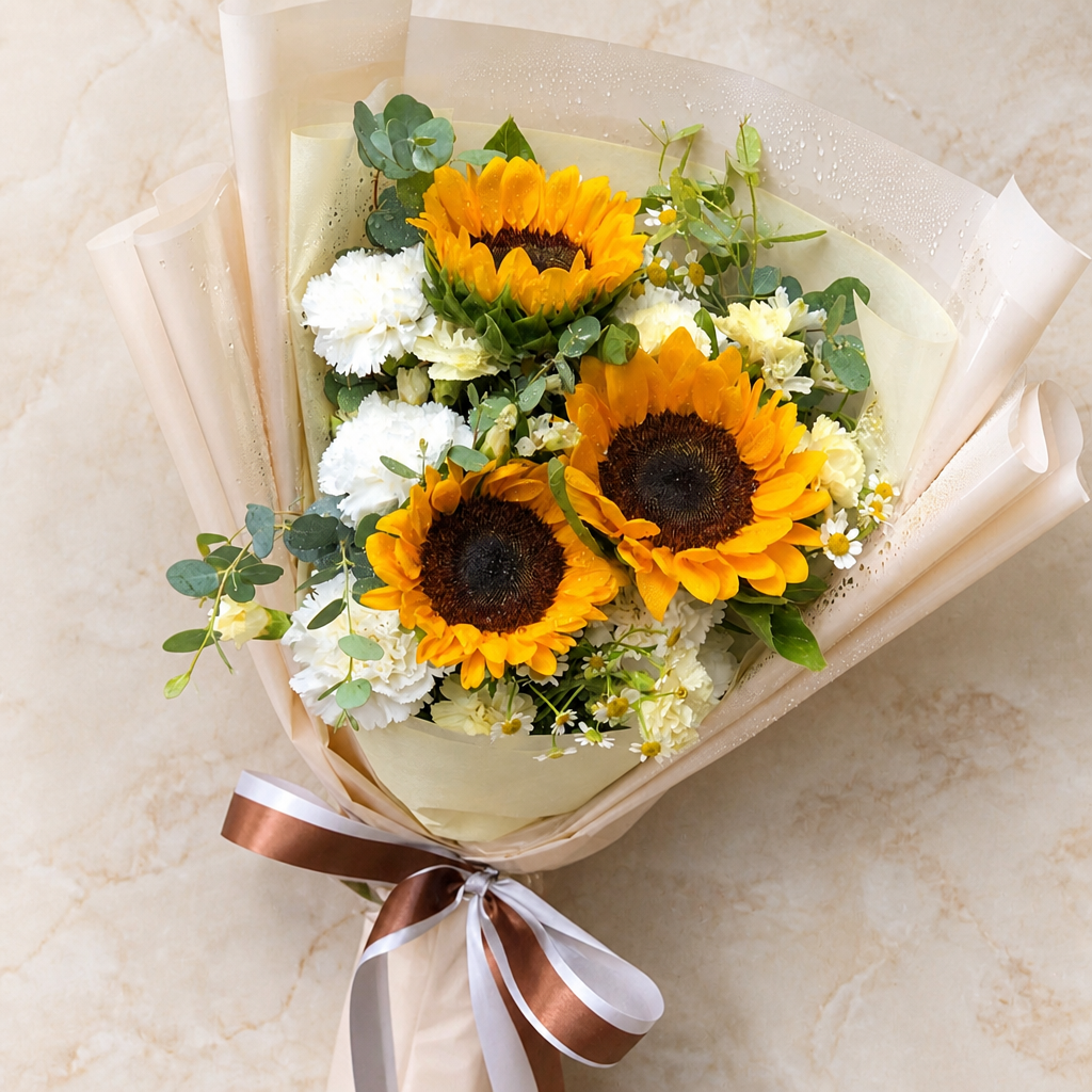Sunny Glow Bouquet marble surface