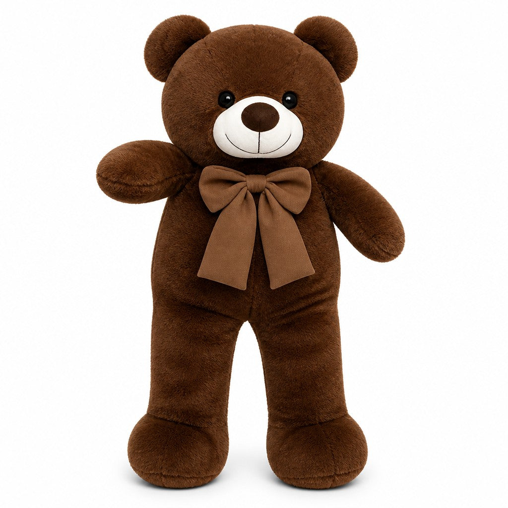 Giant Plush Teddy Bear with Bow — Dark Brown