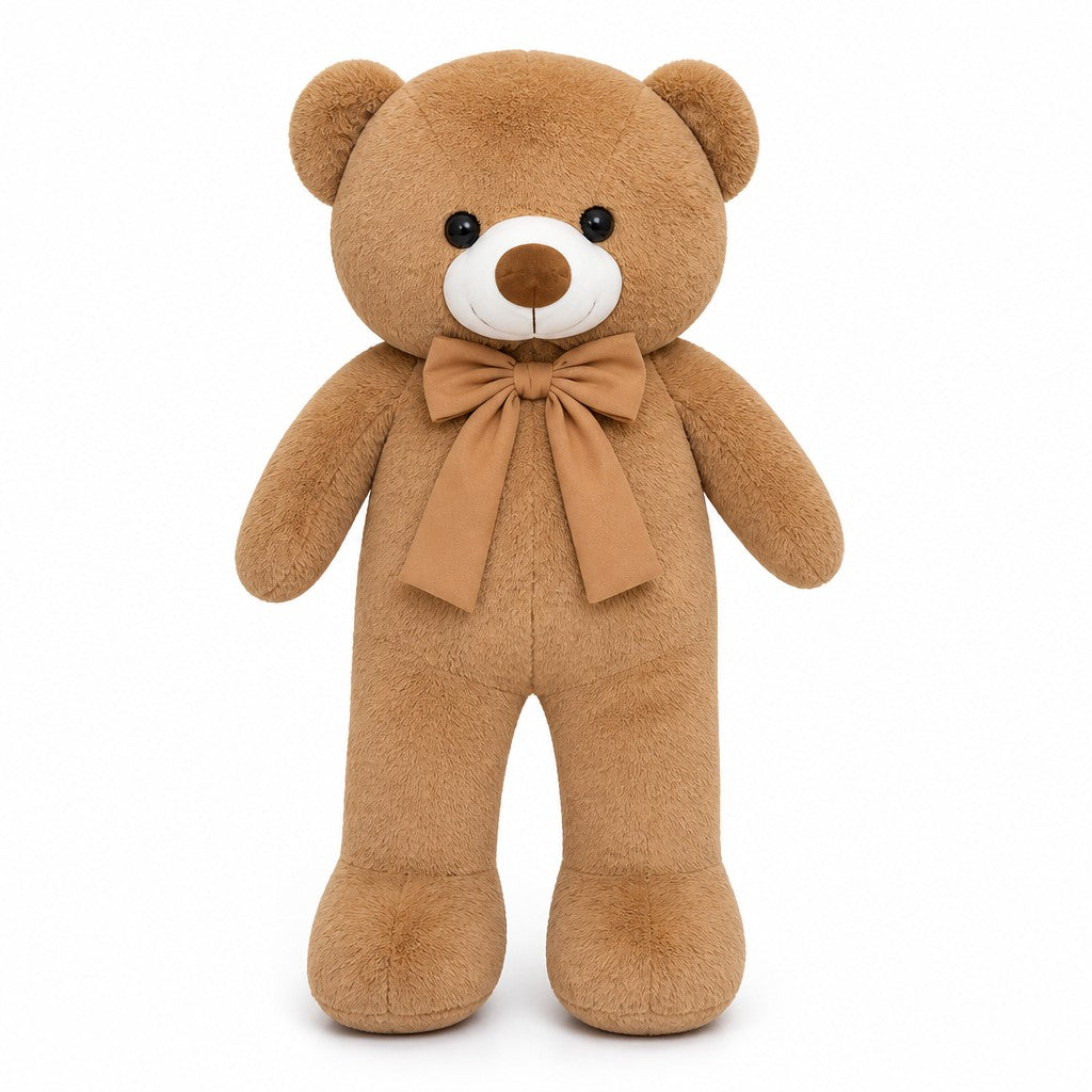 Giant Plush Teddy Bear with Bow — Light Brown