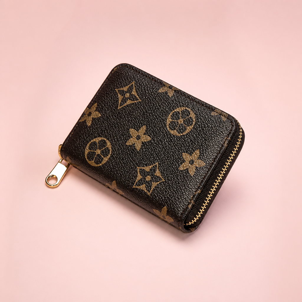Compact Short Wallet — Brown — blush