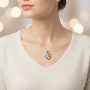 Crystal Warp Heart Pendant Necklace