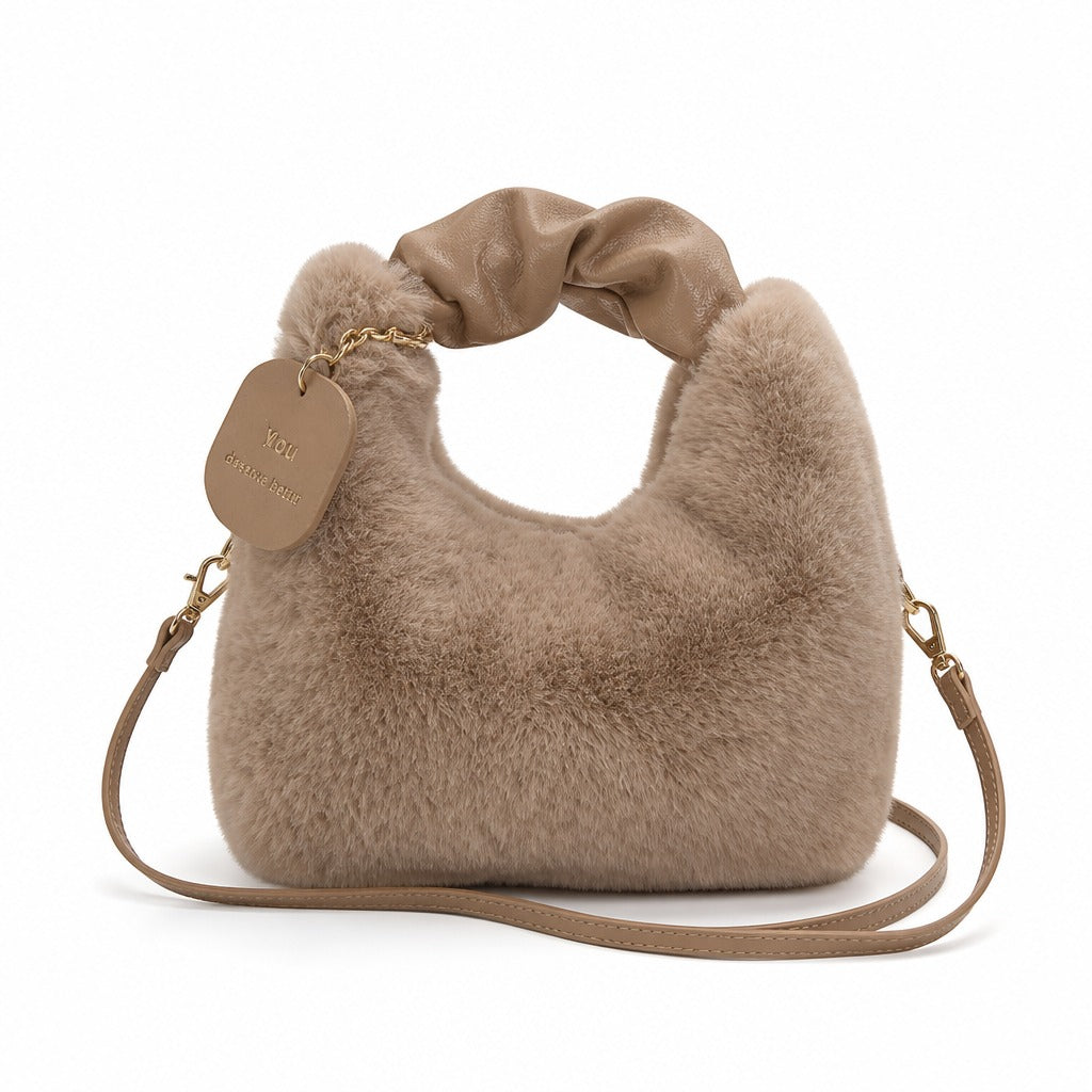 Plush Crossbody Bag — Brown
