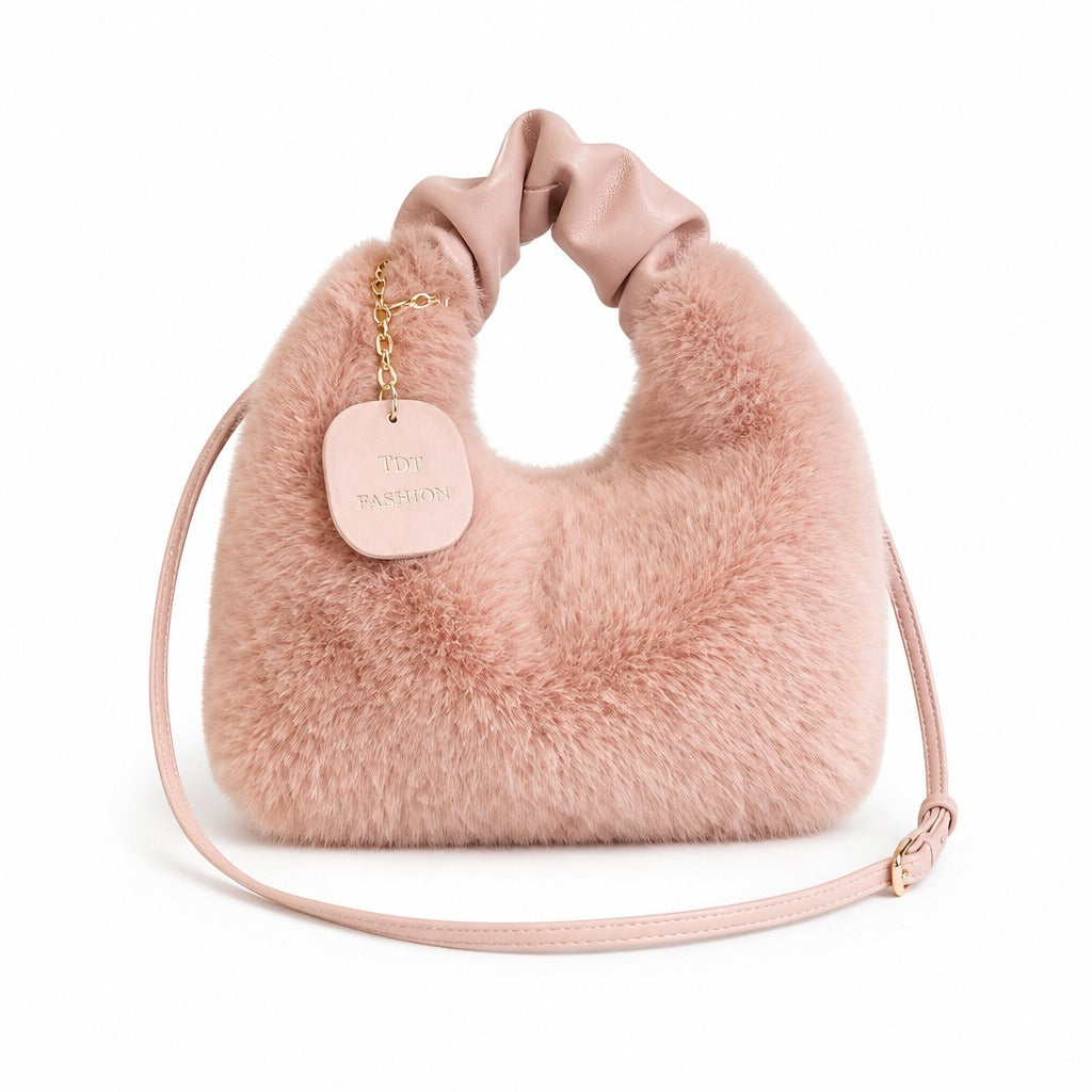 Plush Crossbody Bag — Pink