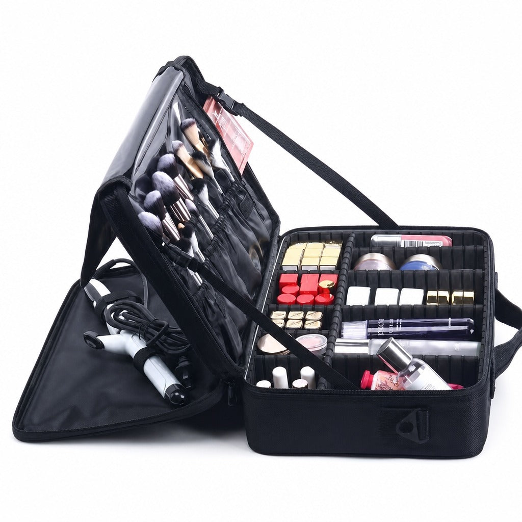 Quilted Cosmetic Pouch — Color L (black large)