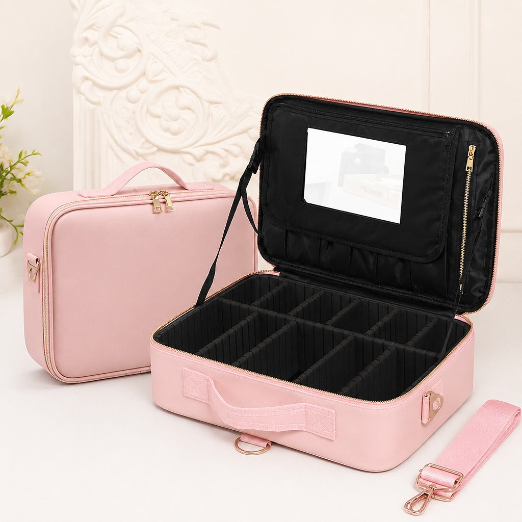 Quilted Cosmetic Pouch — Color Pink XL