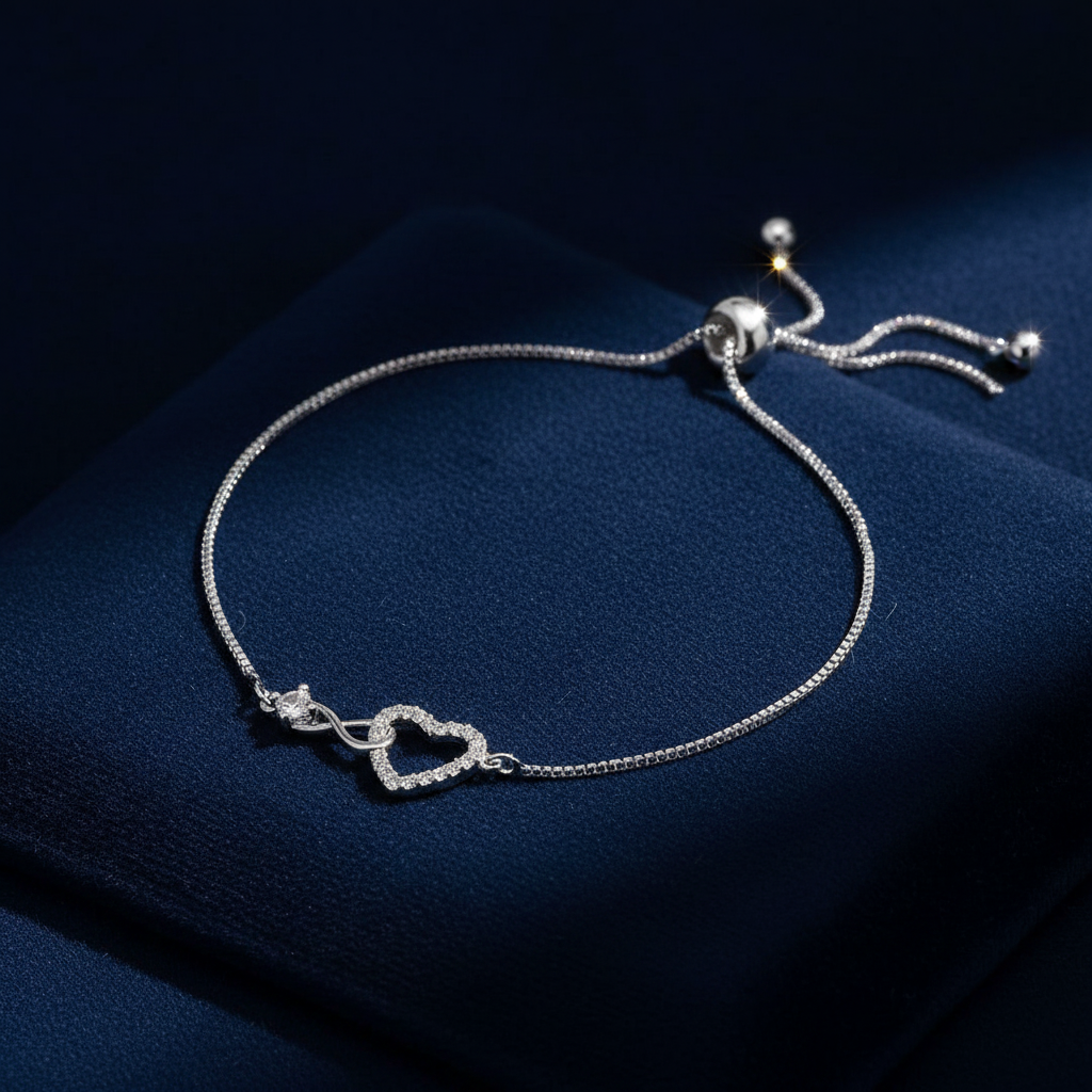 Silver bracelet on dark velvet