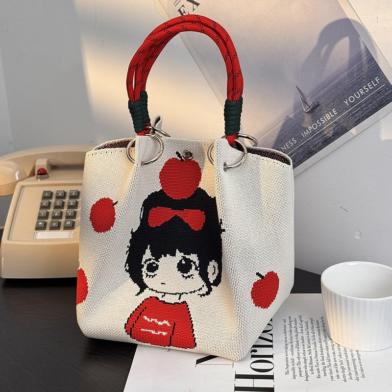 Knitted Top-Handle Handbag — Apple Girl